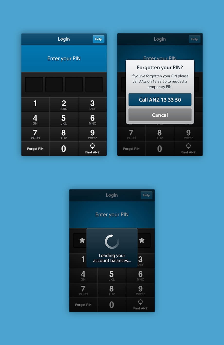Login screens