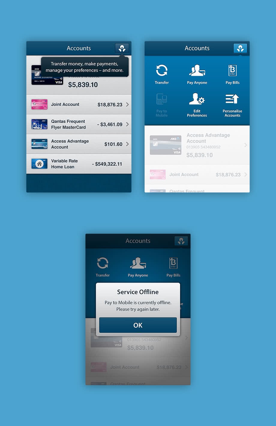 Navigation screens