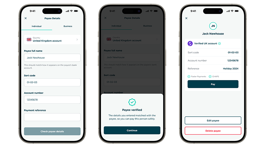 Adding and managing payees