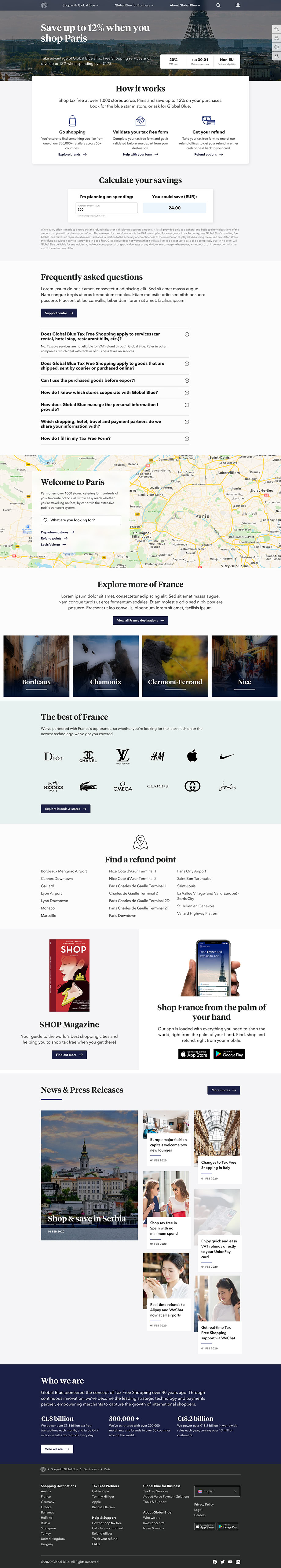 Landing page design for desktop