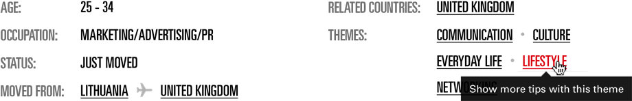 The meta detail displayed with each tip