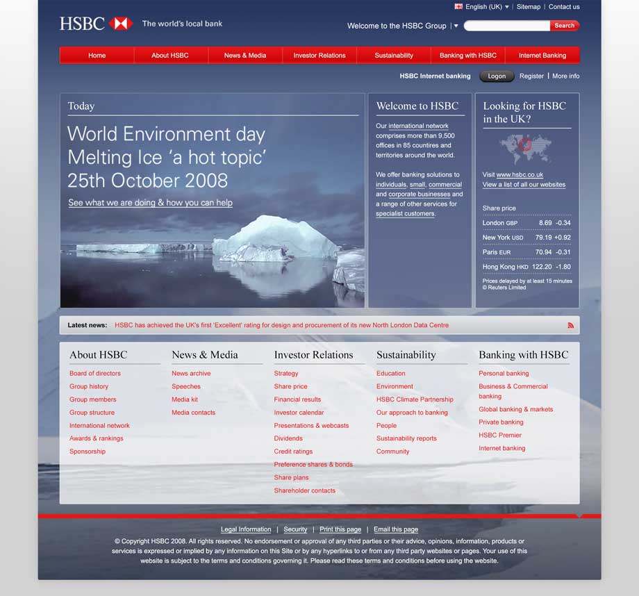 Homepage design