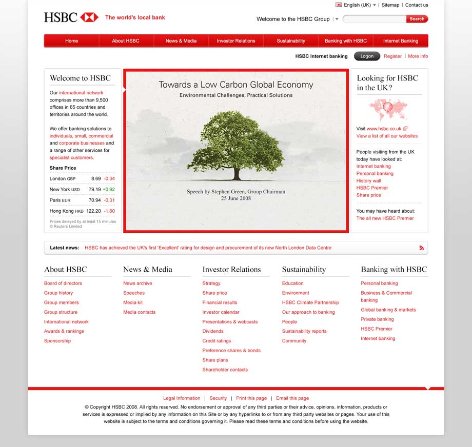 Homepage design