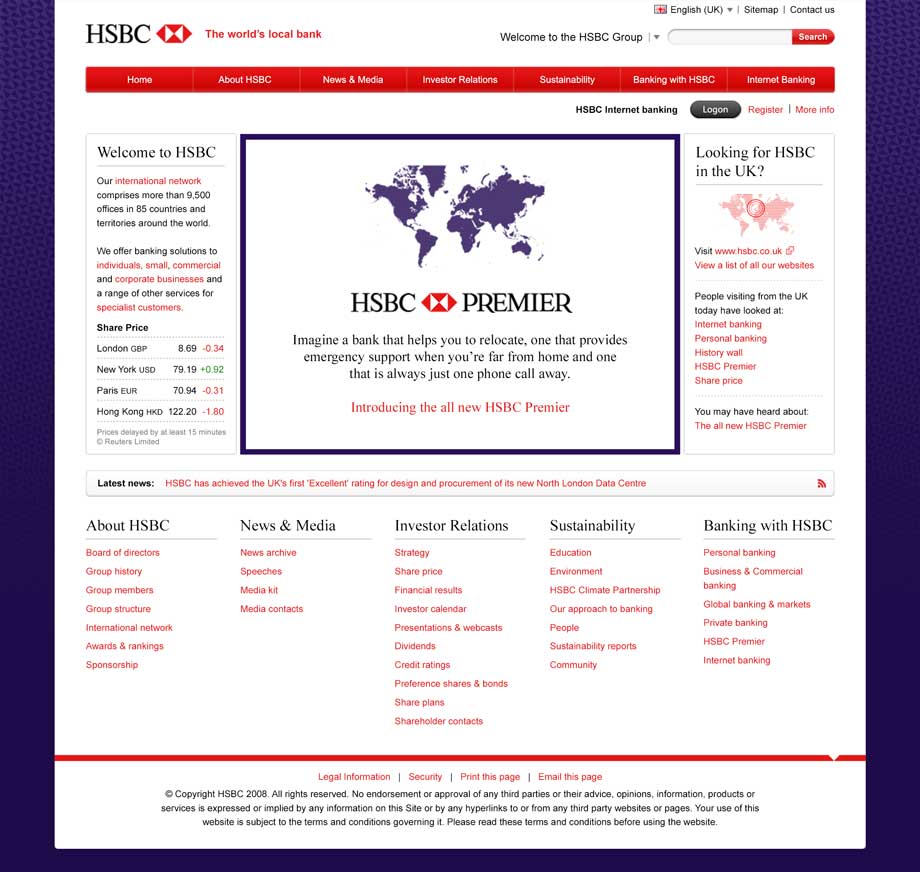 Homepage design