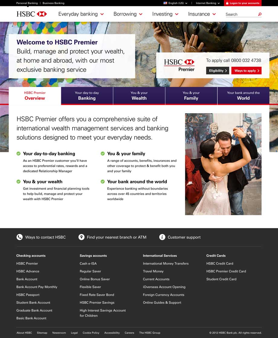 HSBC Premier Proposition product detail page design