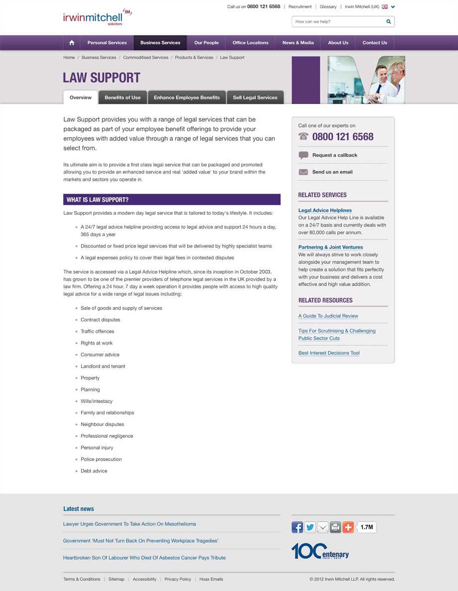 Business content page design