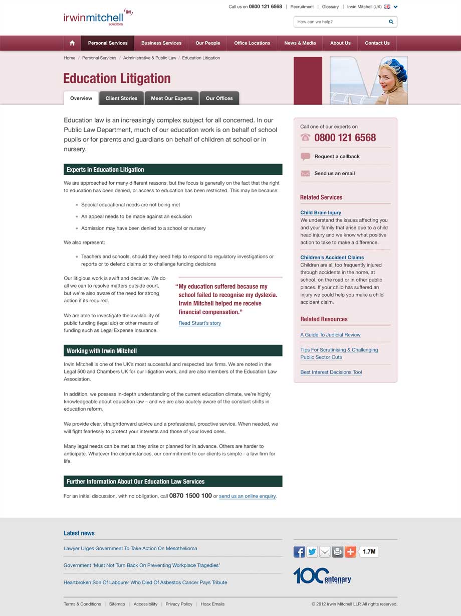 Personal content page design