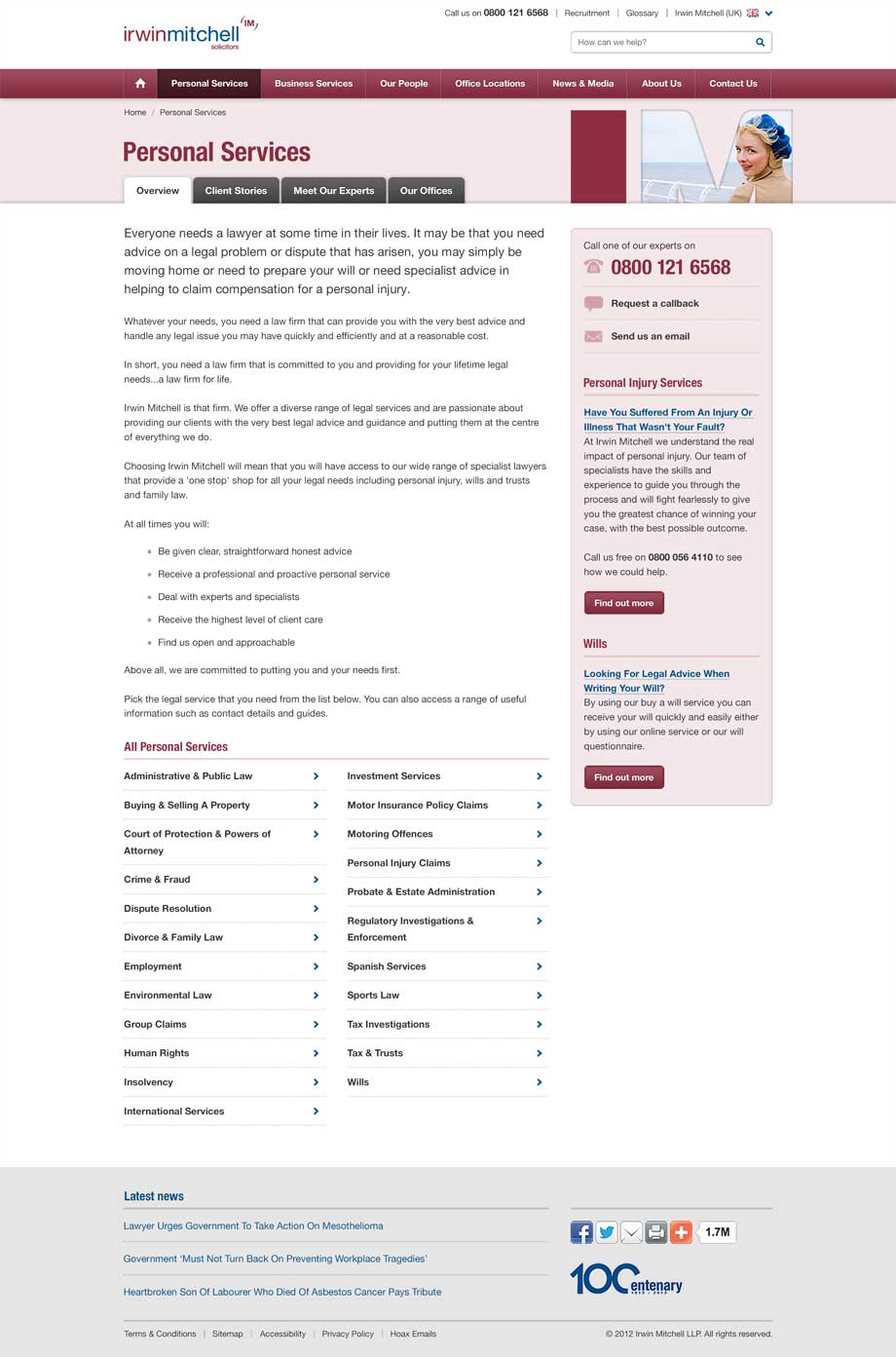 Personal landing page design