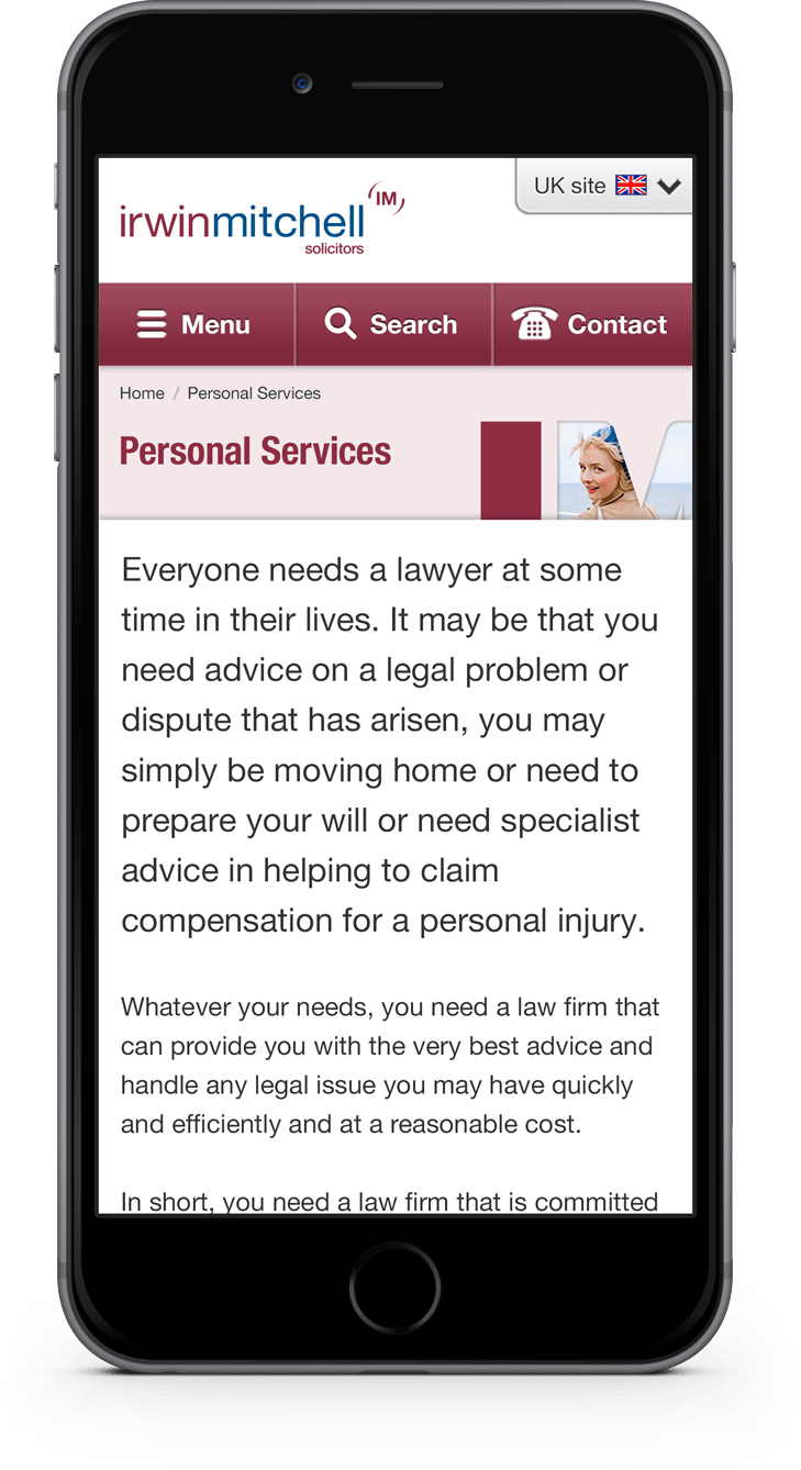 Personal landing page design on mobile