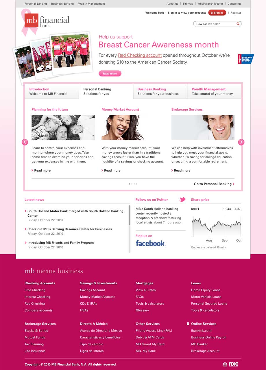 A branded homepage design