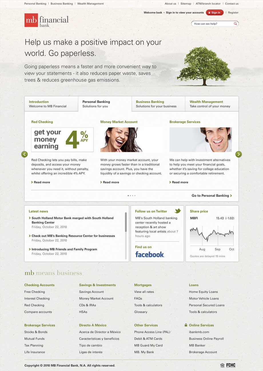 A branded homepage design