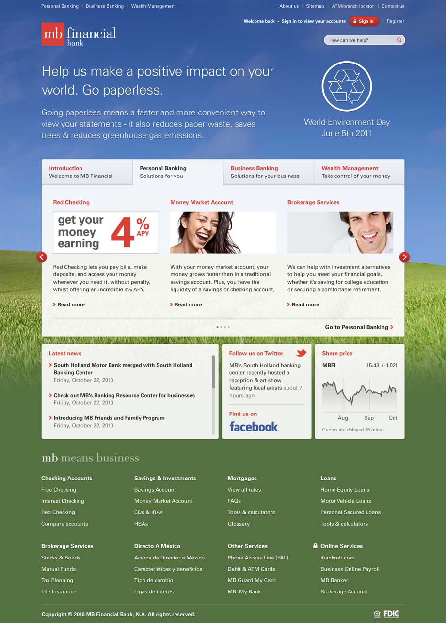 A branded homepage design