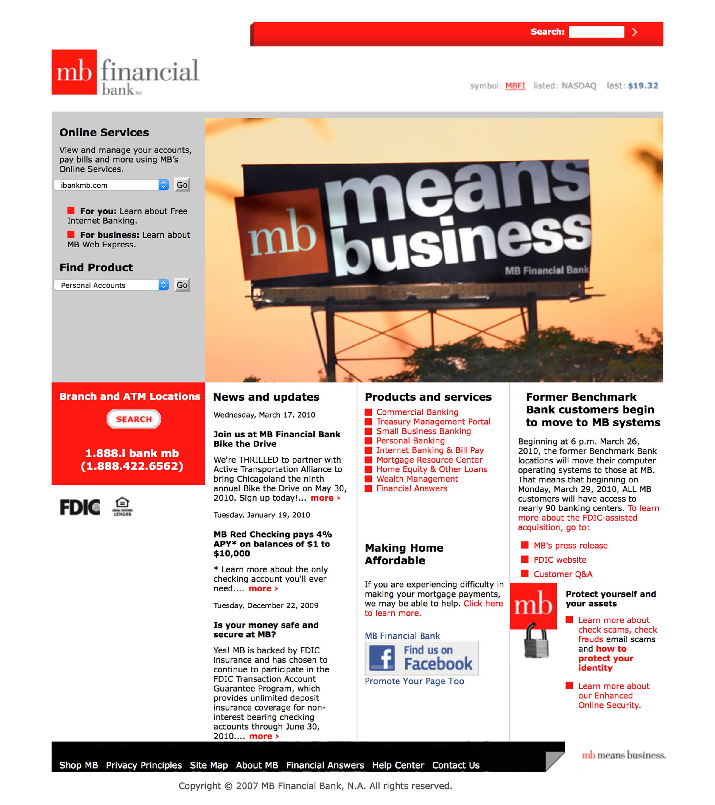 MB Financial’s old website
