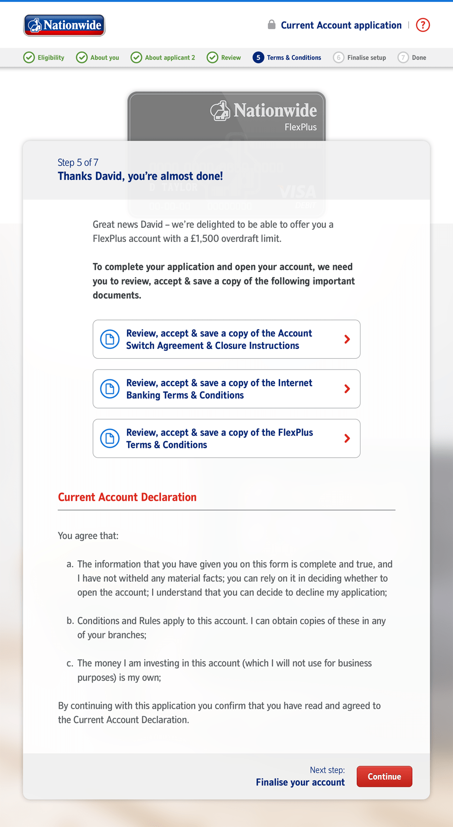 Offer screen