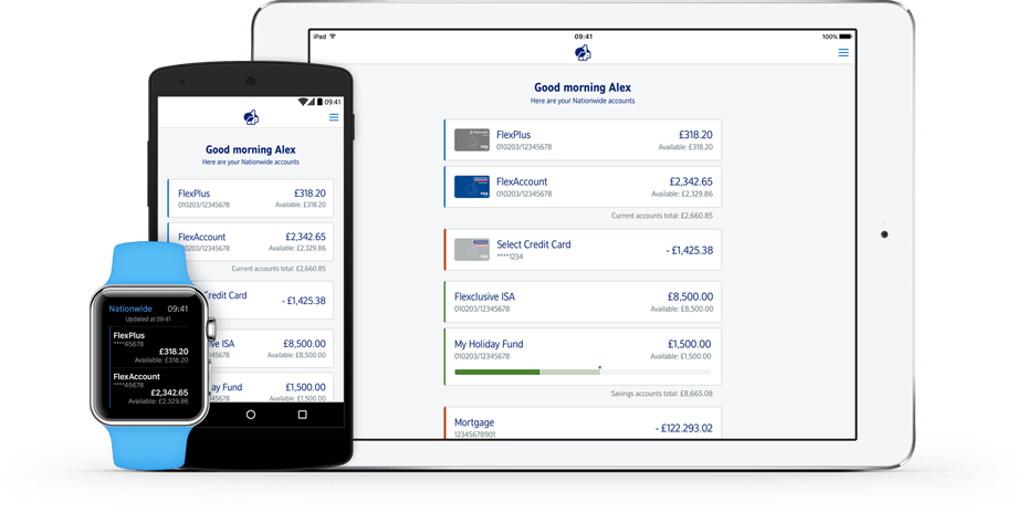 Designs for the Nationwide banking app