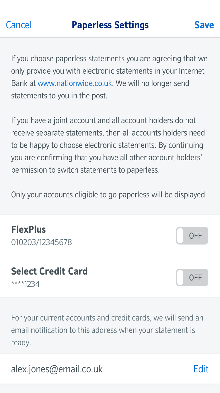 Paperless settings