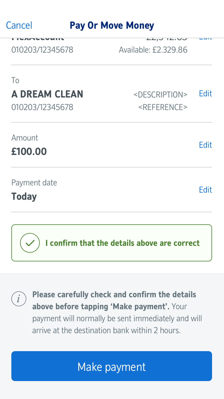 Payments functionality