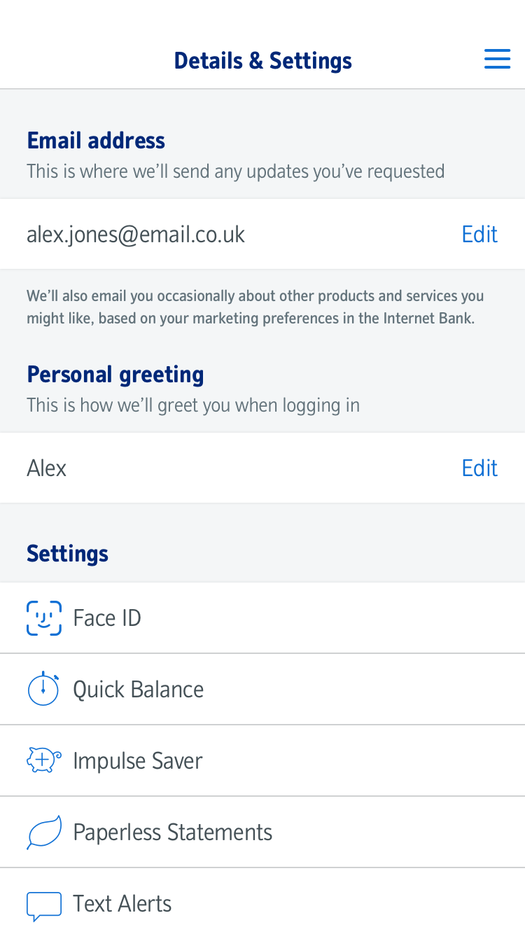 Settings functionality
