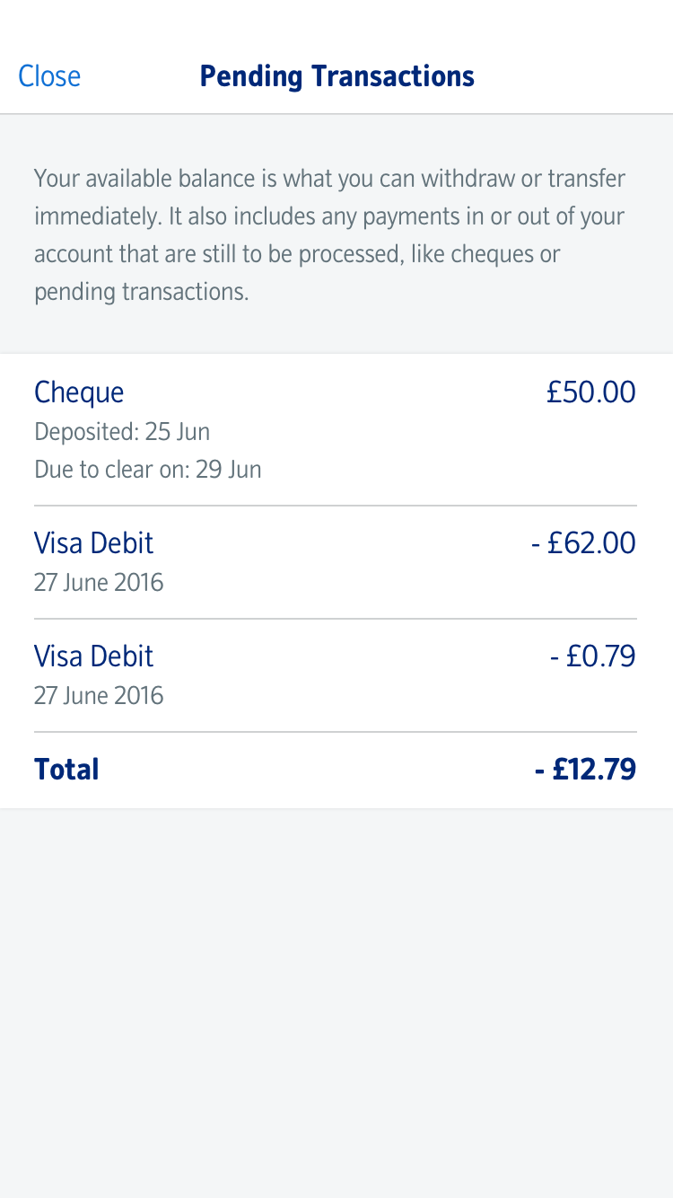 Transactions functionality