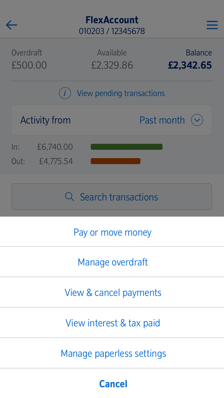 Transactions functionality