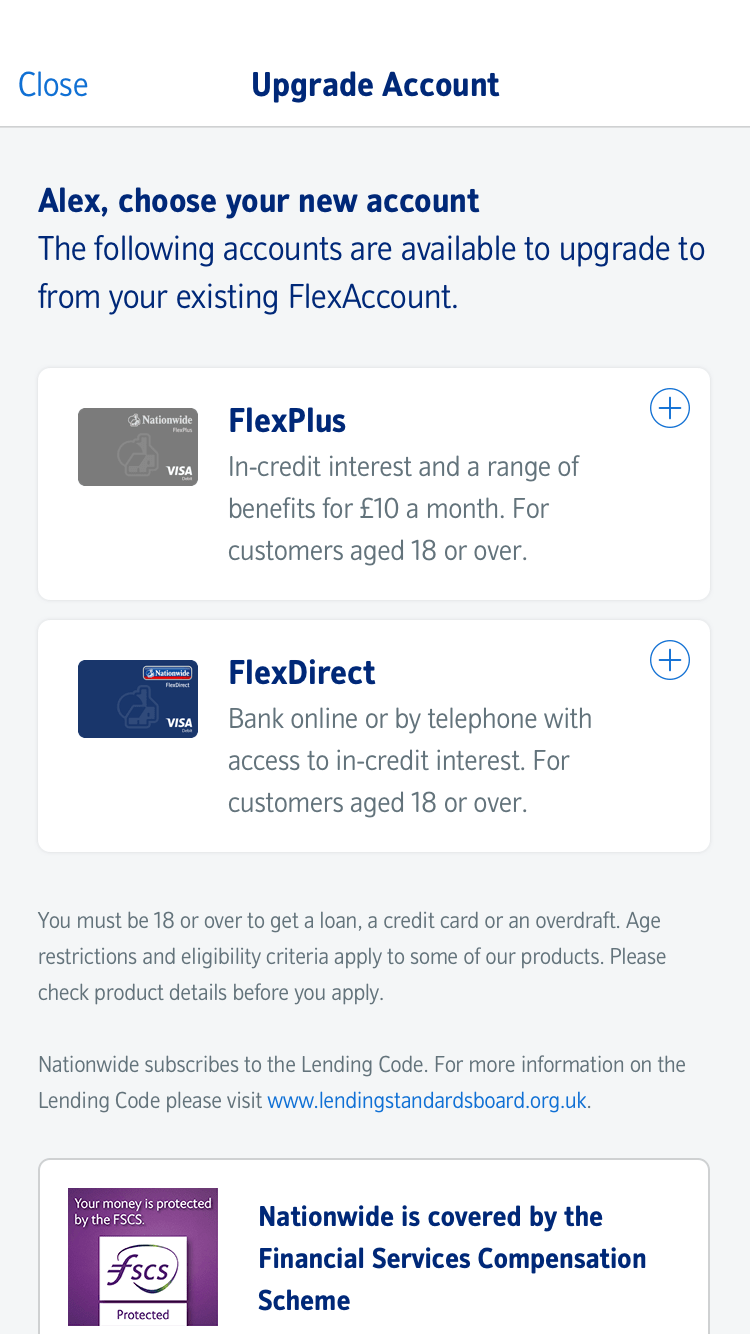 Upgrade account