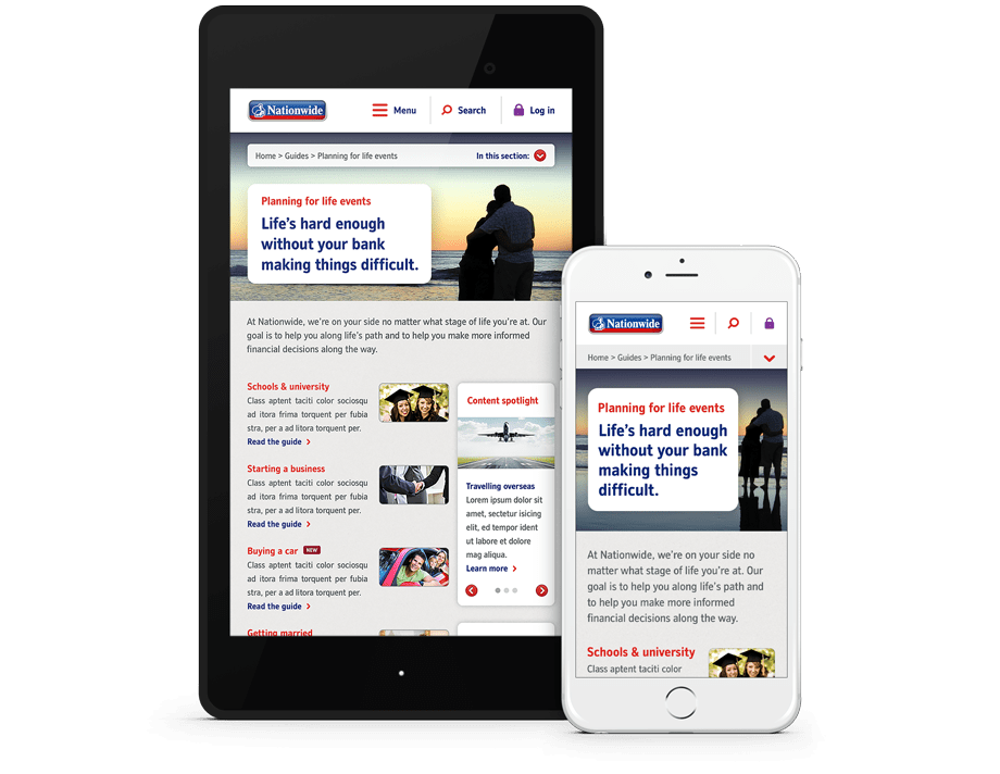 New landing page design for tablet & mobile