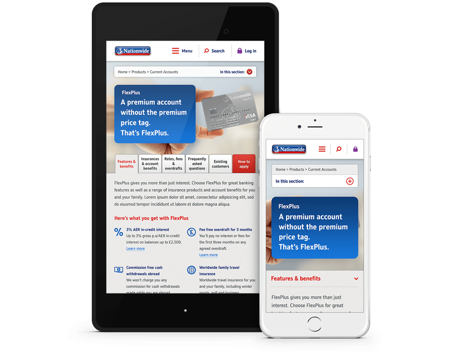 New product page design for tablet & mobile
