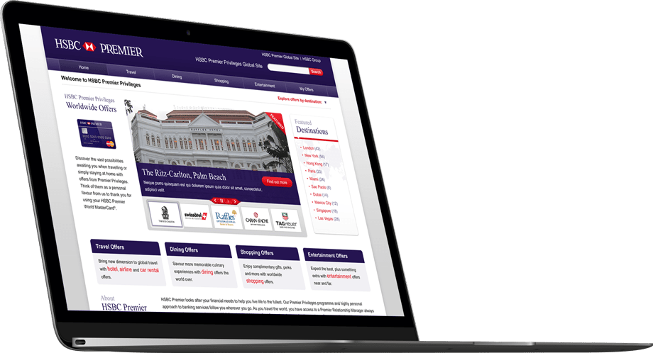 A design for the HSBC Premier Privileges website