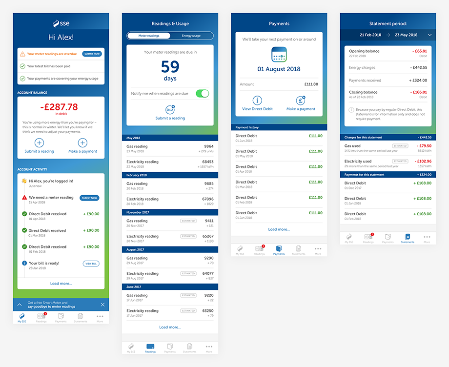 Initial designs for the app