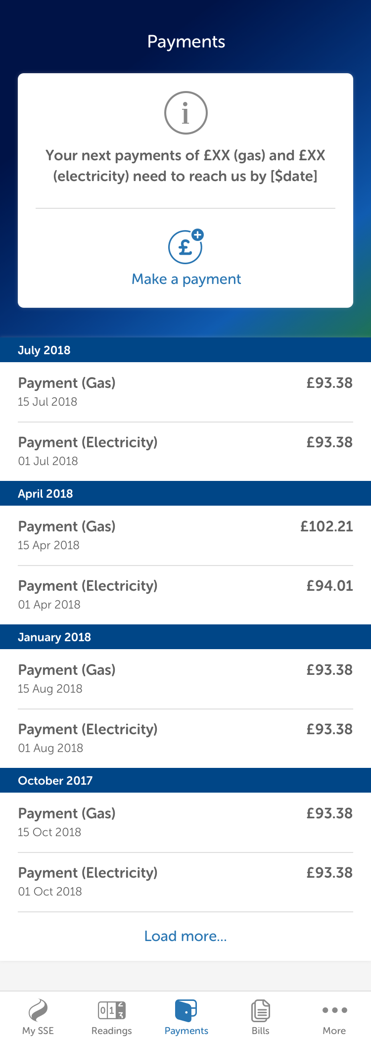 Payments functionality